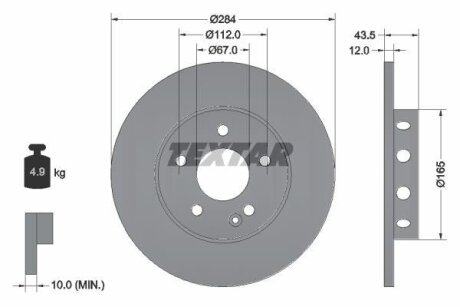 Диск тормозной перед. DB W202 93-00 (284*12) TEXTAR 92059303