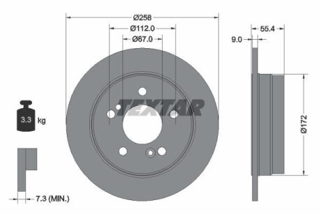 Диск тормозной MB W202 -00 задн. (с покрытием PRO) TEXTAR 92059503