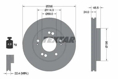Диск гальмівний передн Лів/Прав DODGE AVENGER, STRATUS MITSUBISHI ECLIPSE, ECLIPSE I, ECLIPSE II, ECLIPSE III, GALANT VIII 2.0-3.0 04.91- TEXTAR 92063000