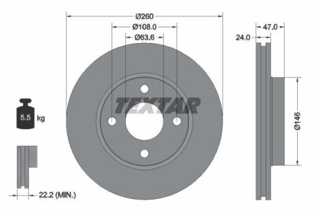 Тормозной диск пер. FORD Mondeo -2000 Scorpio -98 (260*24) TEXTAR 92063503