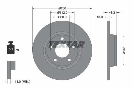 Диск тормозной перед. AUDI A4 94-00 (280*13) TEXTAR 92071603