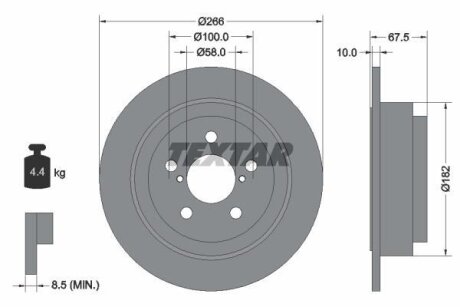Диск тормозной SUBARU FORESTER/LEGACY/IMPREZA 92- задн. TEXTAR 92082000