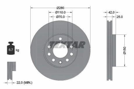 Диск тормозной OPEL ASTRA G -04 перед.вент. (с покрытием PRO) TEXTAR 92091903