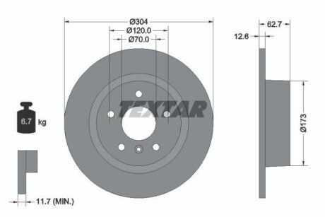 Диск гальмівний LAND ROVER Discovery/Range Rover R D304mm 94-12 TEXTAR 92095203