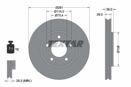 CHRYSLER Диск тормозной передний VOYAGER III TEXTAR 92108300