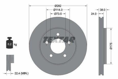Тормозной диск пер. CHRYSLER Voyager -04 TEXTAR 92108700