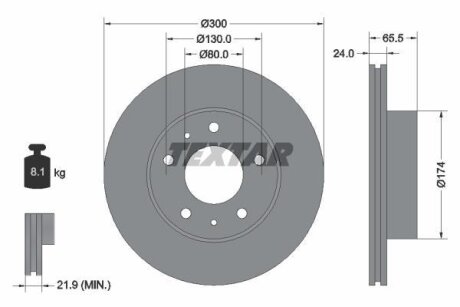 Диск тормозной PSA/FIAT JUMPER/BOXER/DUCATO перед.вент. (с покрытием PRO) TEXTAR 92116703