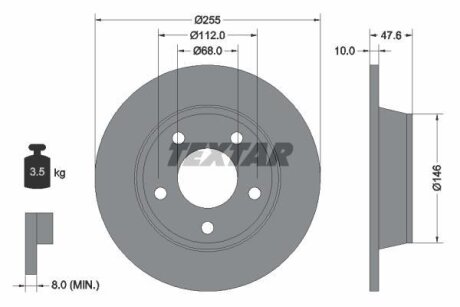 Диск гальмівний задн Лів/Прав AUDI A6 C5, ALLROAD C5 1.8-3.0 02.97-08.05 TEXTAR 92117303