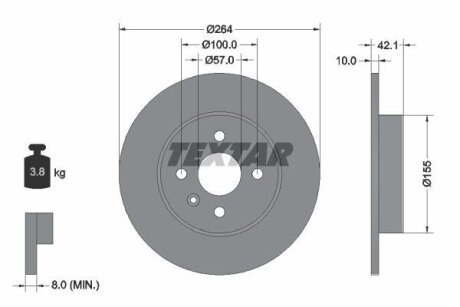 Диск тормозной OPEL ASTRA H/CORSA C зад. (с покрытием PRO) TEXTAR 92124703
