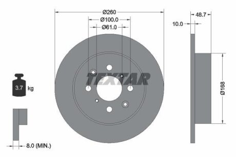 Диск тормозной HONDA CIVIC V(MB/MC)/CIVIC VII задн. TEXTAR 92125300
