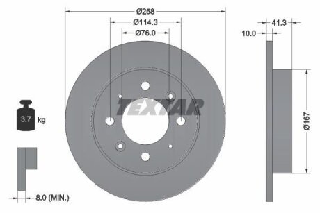 Диск тормозной KIA CERATO/SPECTRA 04- задн. (с покрытием PRO) TEXTAR 92134303