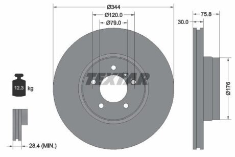 Диск тормозной LAND ROVER RANGE ROVER III 02- перед. TEXTAR 92134400