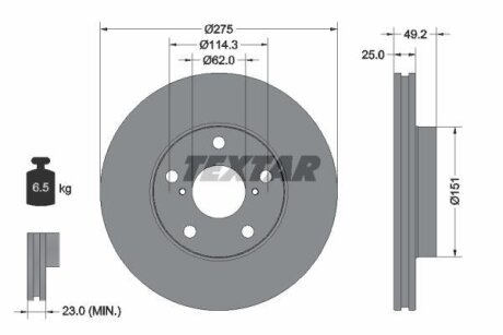 Диск тормозной TOYOTA RAV 4 пер. (с покрытием PRO) TEXTAR 92139703