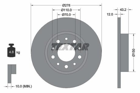 Диск тормозной зад. ALFA 159 05- TEXTAR 92145203