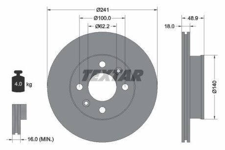 Диск тормозной HYUNDAI/KIA I10/PICANTO 04- (с покрытием PRO) пер. TEXTAR 92147103
