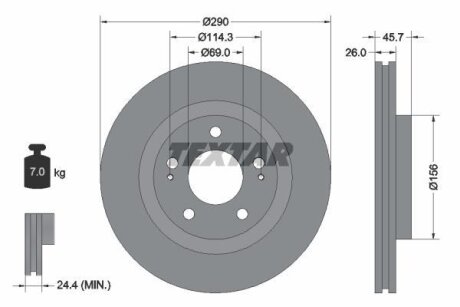 Диск тормозной MITSUBISHI GRANDIS 04- пер. (с покрытием PRO) TEXTAR 92148303