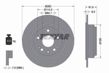 A_Диск гальмівний HONDA Accord R D282mm 03-08 TEXTAR 92165803