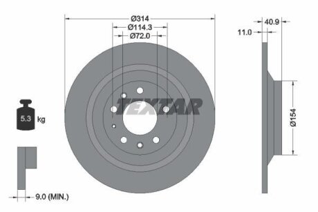 Диск тормозной MAZDA 6 (GG)/ATENZA(GG) задн. TEXTAR 92166400