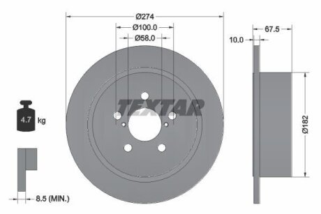 Диск тормозной SUBARU OUTBACK/LEGACY зад. TEXTAR 92167800