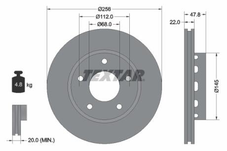 Диск гальмівний задн Лів/Прав AUDI A4 B5 VW PASSAT B5, PASSAT B5.5 1.8-4.0 01.95-05.05 TEXTAR 92174205