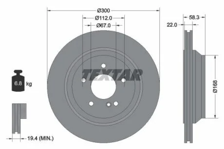 Диск гальмівний MERCEDES S(W221)/SL(R230) R D300mm 01>> TEXTAR 92176303