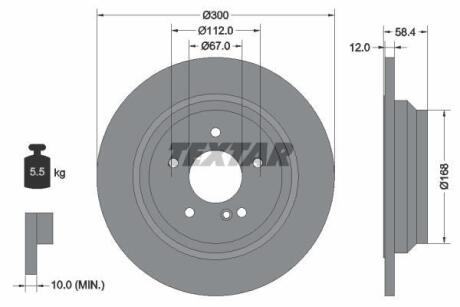 Диск тормозной MB W221 05- задн. (с покрытием PRO) TEXTAR 92176503