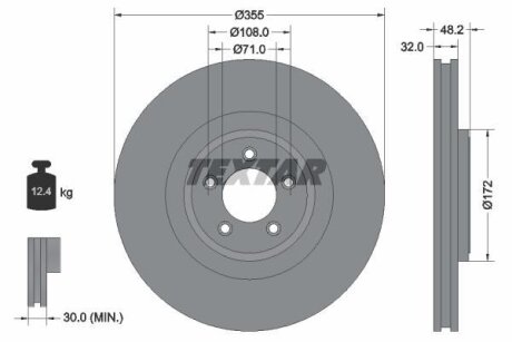 Диск тормозной JAGUAR XF(_J05_/CC9) 07- (высокоуглеродистый с покрытием PRO+) пер. TEXTAR 92186305