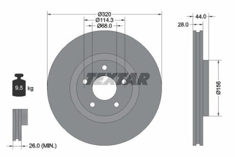 Диск тормозной NISSAN JUKE/QASHQAI 07- перед. (с покрытием PRO) TEXTAR 92222003