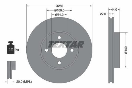 Диск тормозной NISSAN MICRA(K13)/NOTE(E12) перед. (с покрытием PRO) TEXTAR 92239903
