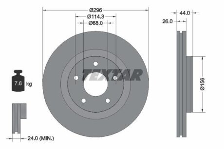 Диск тормозной NISSAN JUKE 10- перед. (высокоуглеродистый с покрытием PRO+) TEXTAR 92285905