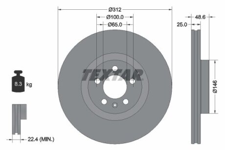 Диск гальмівний передн Лів/Прав VW POLO VI 1.5/2.0 11.17- TEXTAR 92303303