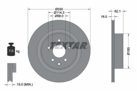 Диск гальмівний INFINITI EX/G R D330mm 07>> TEXTAR 92319703