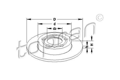 HP Диск тормозной задн. AUDI A3 VW Golf 4 SEATOctavia TOPRAN / HANS PRIES 109 789