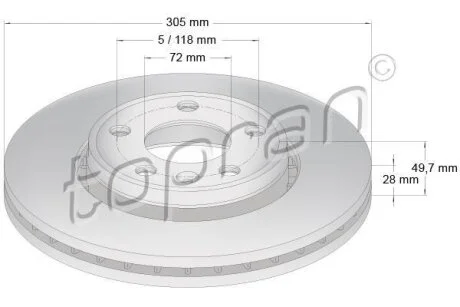 Гальмівний диск TOPRAN / HANS PRIES 207 073