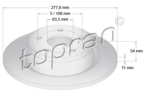 Торм. диск Ford /Transit Connect 02> задн. TOPRAN 302 249