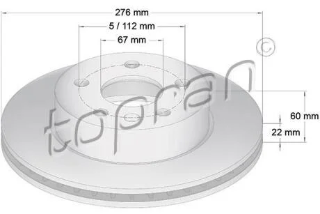 Диск гальмівний TOPRAN / HANS PRIES 400 857