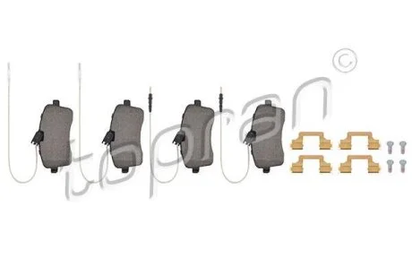 Комплект гальмівних накладок, дискове гальмо TOPRAN / HANS PRIES 721 238
