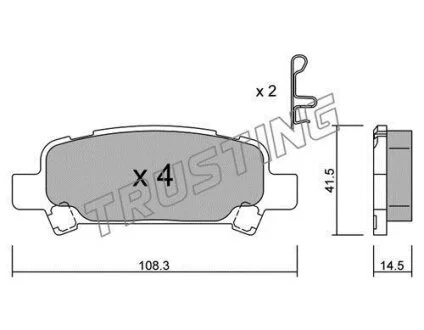 Комплект гальмівних накладок, дискове гальмо TRUSTING 4290