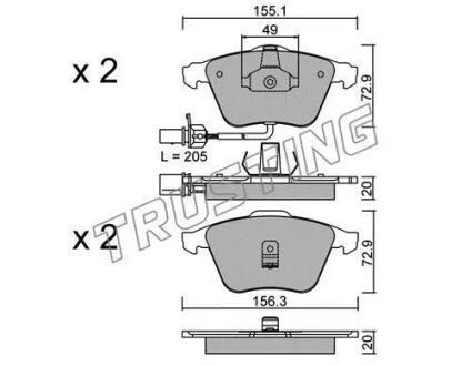 Колодки гальмівні дискові TRUSTING 5650