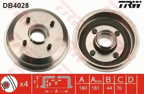- Гальмівний барабан TRW DB4028