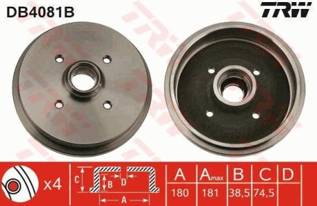 - Гальмівний барабан TRW DB4081B