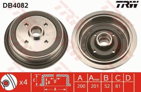 - Гальмівний барабан TRW DB4082