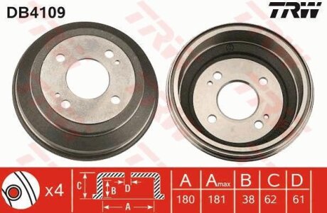 - Гальмівний барабан TRW DB4109