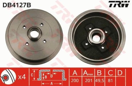 - Гальмівний барабан TRW DB4127B