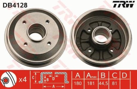 - Гальмівний барабан TRW DB4128