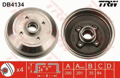 - Гальмівний барабан TRW DB4134