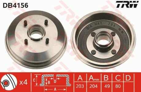 - Гальмівний барабан TRW DB4156