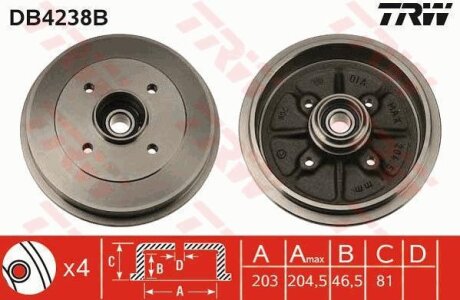 - Гальмівний барабан TRW DB4238B