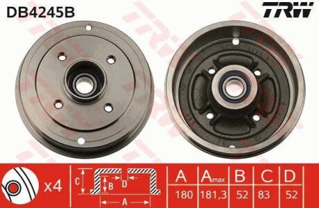 - Гальмівний барабан TRW DB4245B