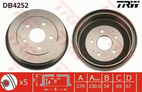 - Гальмівний барабан TRW DB4252
